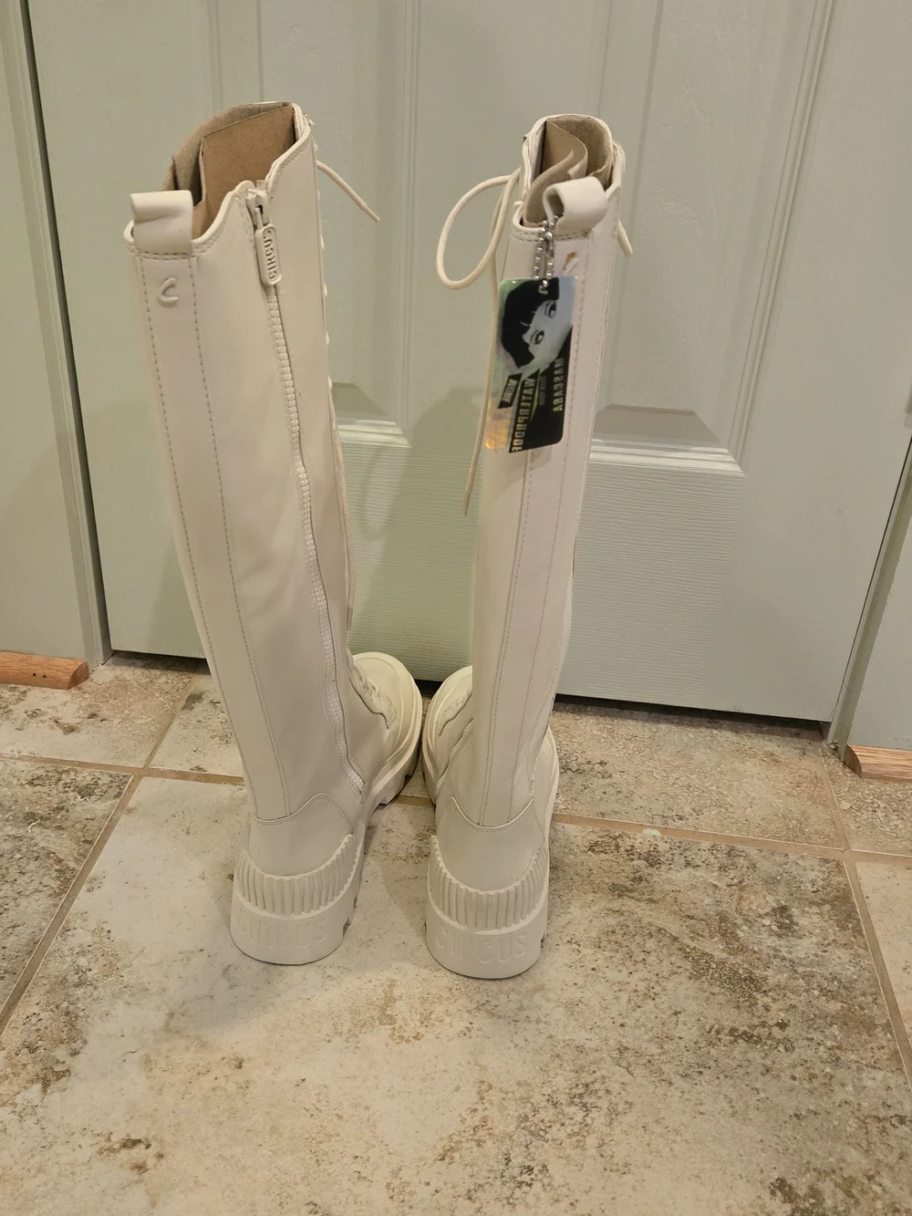 Circus By Sam Edelman Ina Tall Lace-Up Knee Boots in Light Cream
